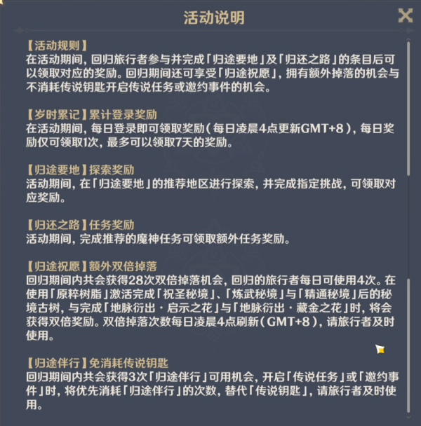 《原神》4.2回归奖励大全