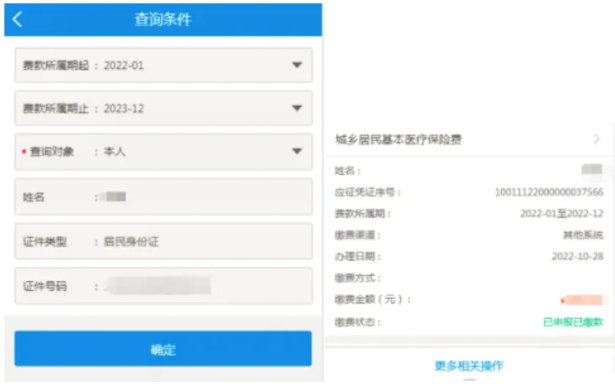 城乡居民医疗缴费记录查询