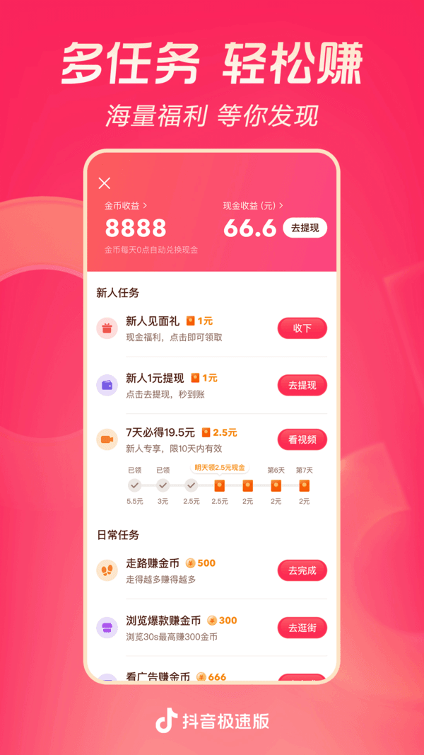 抖音极速版(领现金)